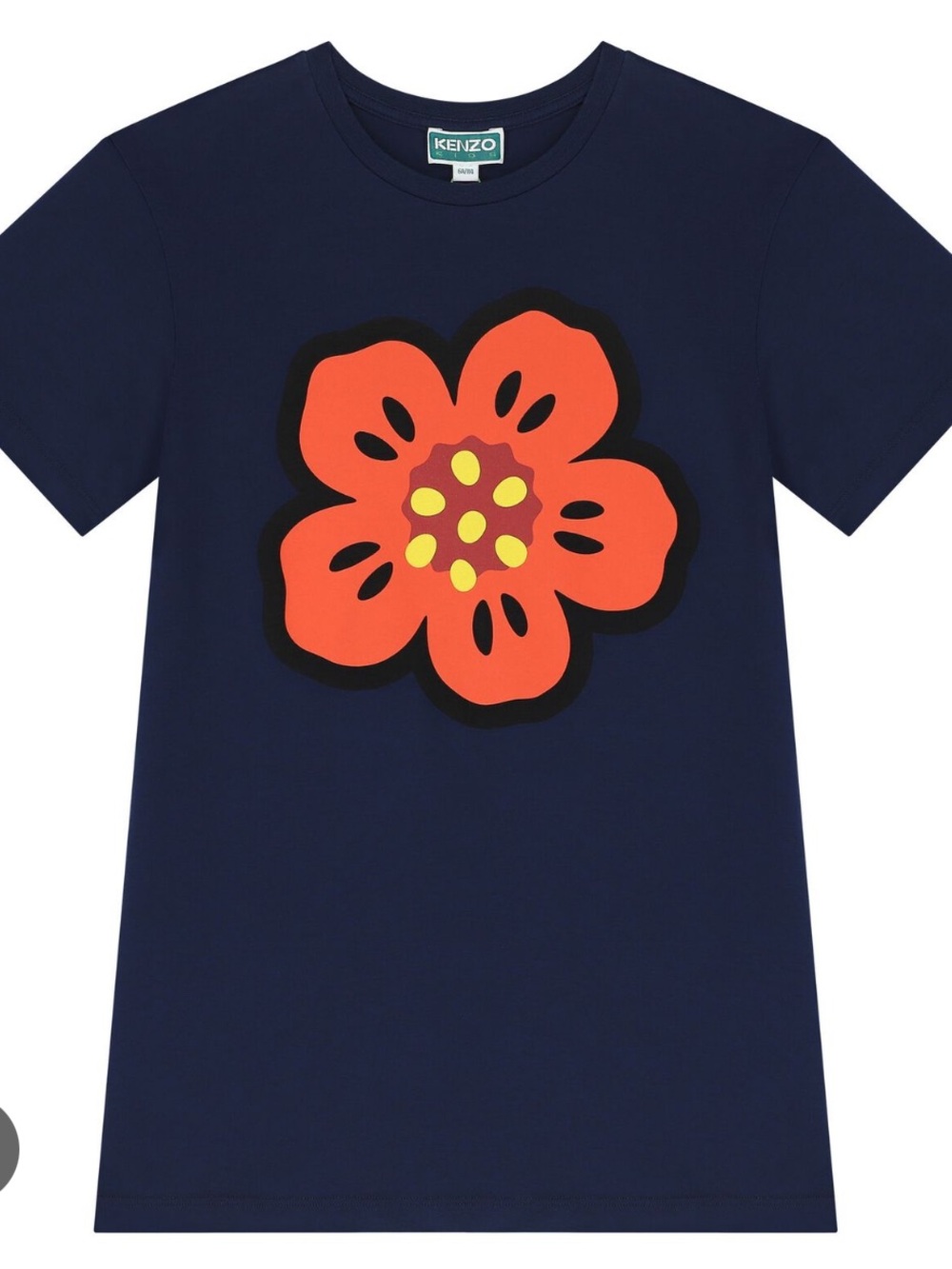 Kenzo Navy Dress with Bold Orange Flower